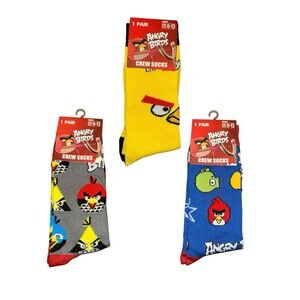 3x Angry Birds Novelty Fun Crew Socks Size 6-13